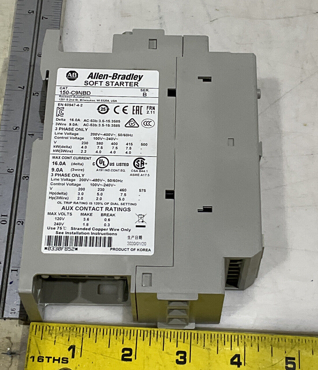 ALLEN-BRADLEY 150-C9NBD SER B SOFT STARTER 373