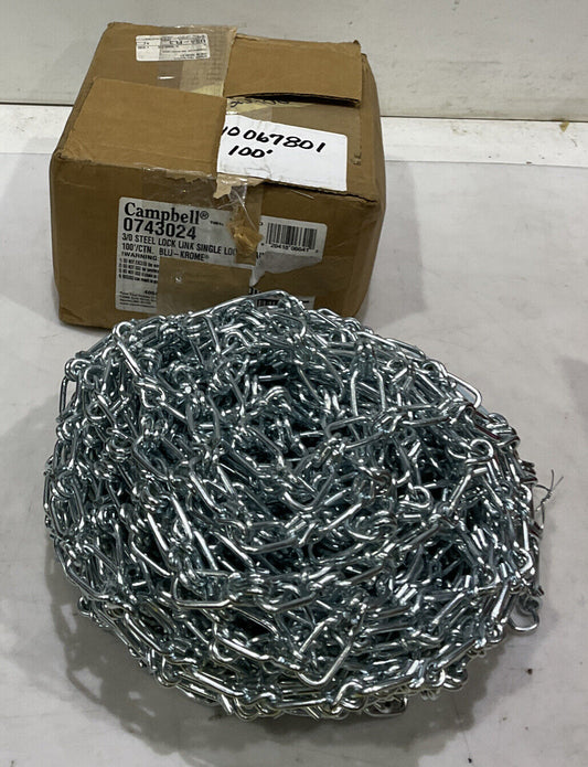 CAMPBELL 0743024 3/0 STEEL 100” BLU-KROME CHAIN 373