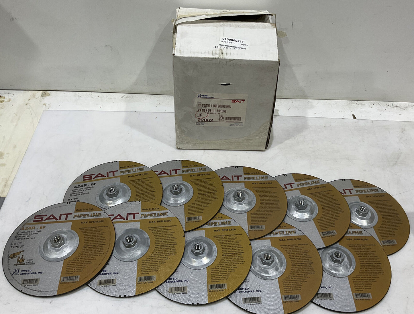 UNITED ABRASIVES SAIT 22062 GRINDING WHEEL LOT OF 10 373