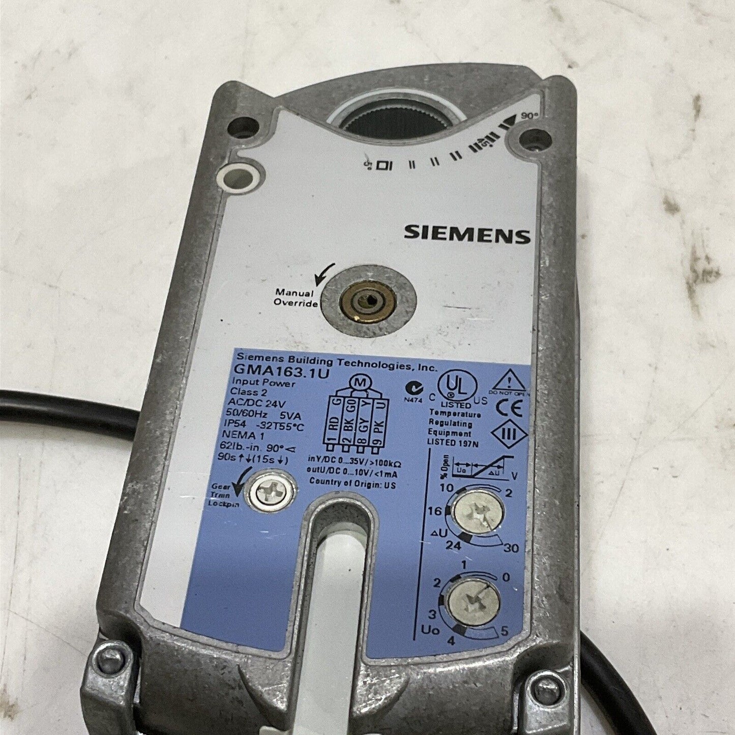 SIEMENS GMA163.1U OPEN AIR ACTUATOR 24V 50/60HZ 373