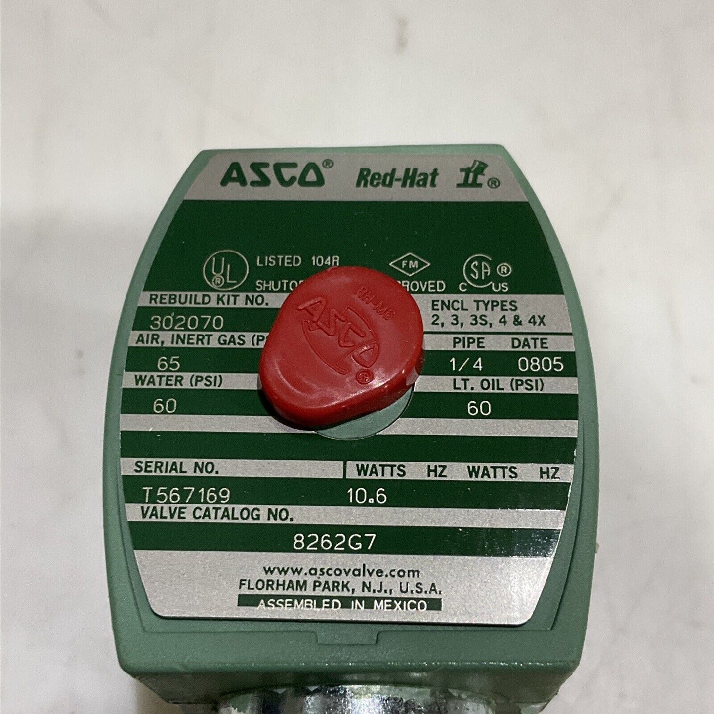 ASCO T 567169 8262G7 EXPLOSION PROOF SOLENOID SERIES 8016G 373