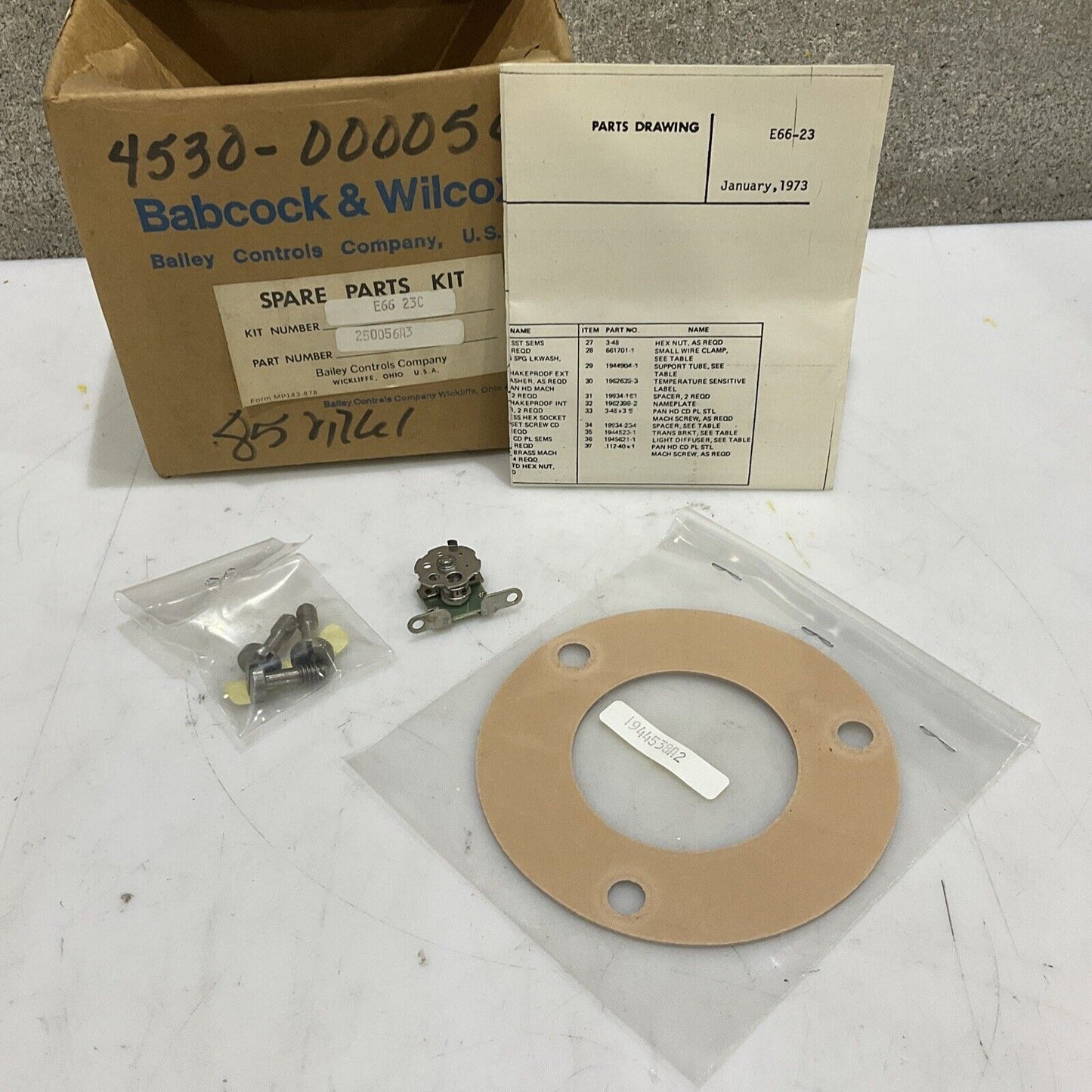 BABCOCK & WILCOX BAILEY E66 23C 250056A3 LIGHT FLICKER SENSOR SPARE PART KIT 373