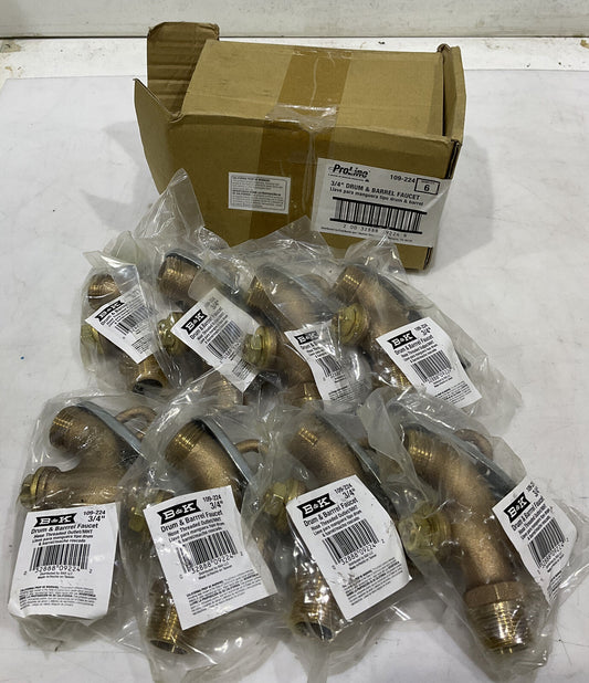 B&K PROLINE 109-224 3/4” DRUM AND BARREL FAUCET LOT OF 8 373
