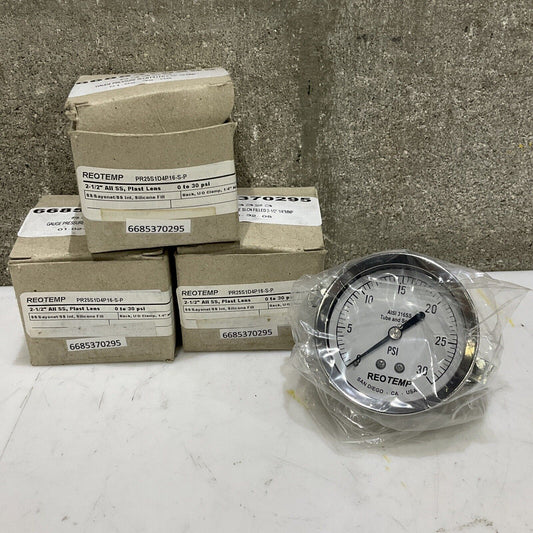 REOTEMP PR25S1D4P16-S-P FILLED PRESSURE GAUGE 2-1/2” 0-30 PSI LOT OF 3 373