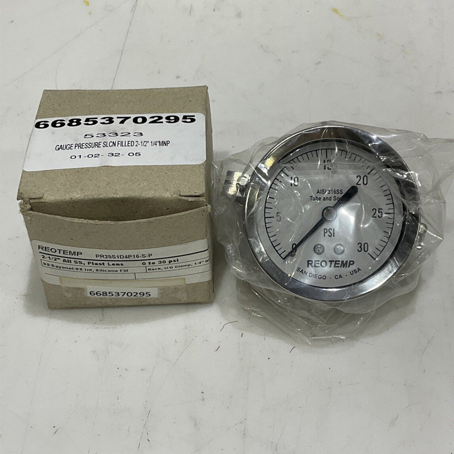 REOTEMP PR25S1D4P16-S-P FILLED PRESSURE GAUGE 2-1/2” 0-30 PSI LOT OF 3 373