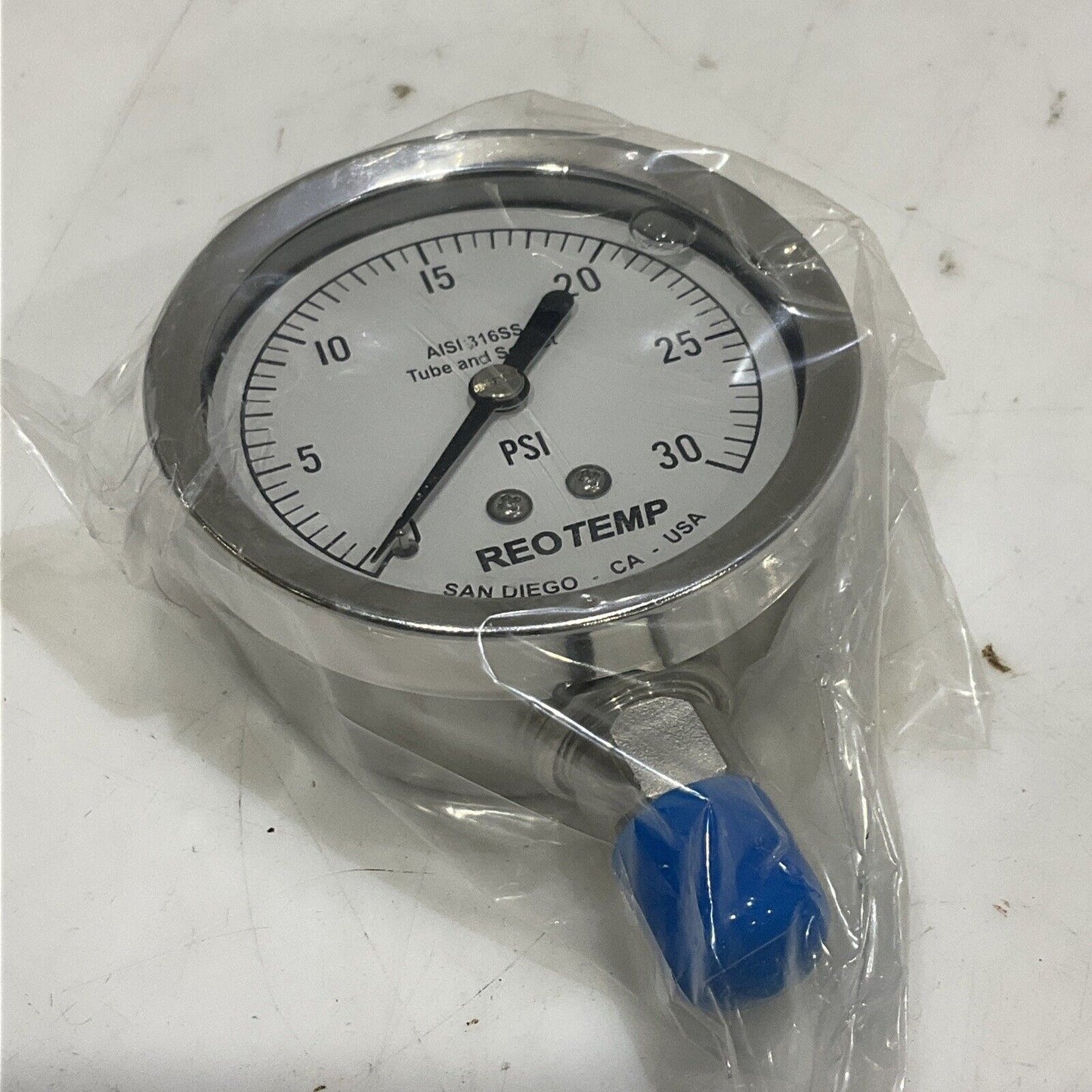REOTEMP PR25S1A4P16-G-P PRESSURE GAUGE 0 - 30 PSI 2-1/2” 1/4” LOT OF 4 373