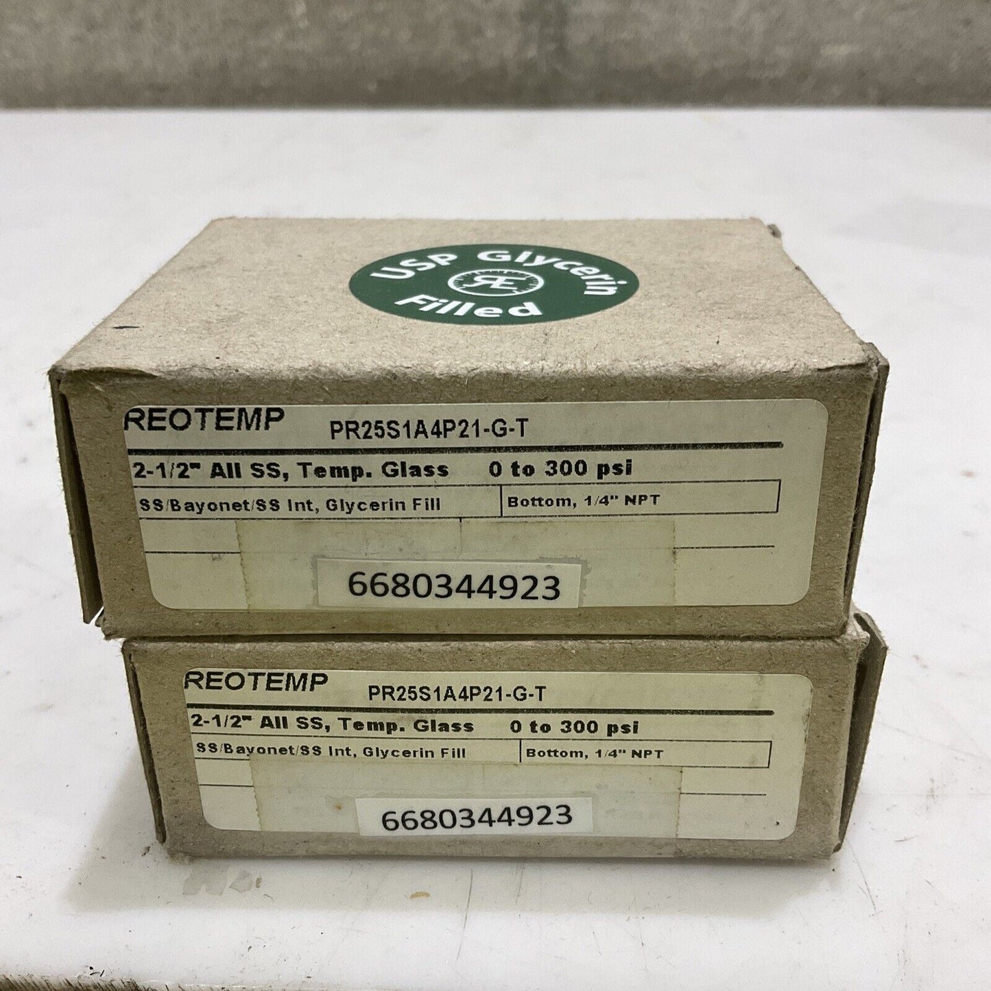 REOTEMP PR25S1A4P21-G-T / G-P GLYCERIN FILLED 0 - 300 PSI 1/4” LOT OF 3 373
