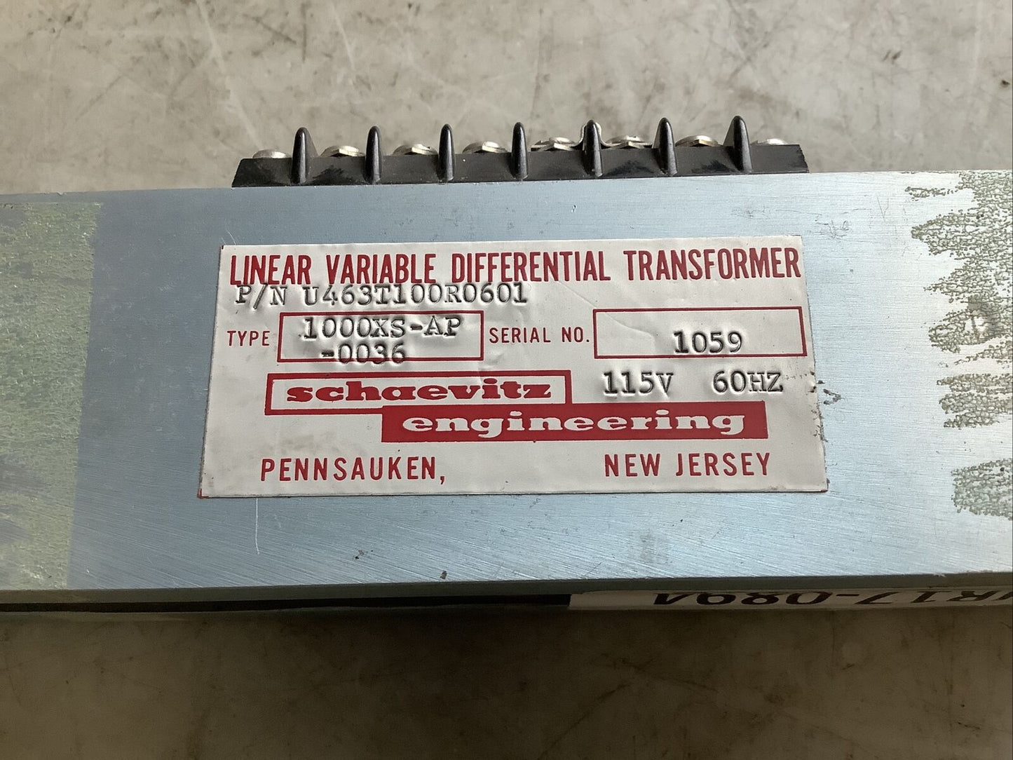 SCHAEVITZ ENGINEERING U463T100R0601 LINEAR VARIABLE DIFFERENTIAL TRANSFORMER 373