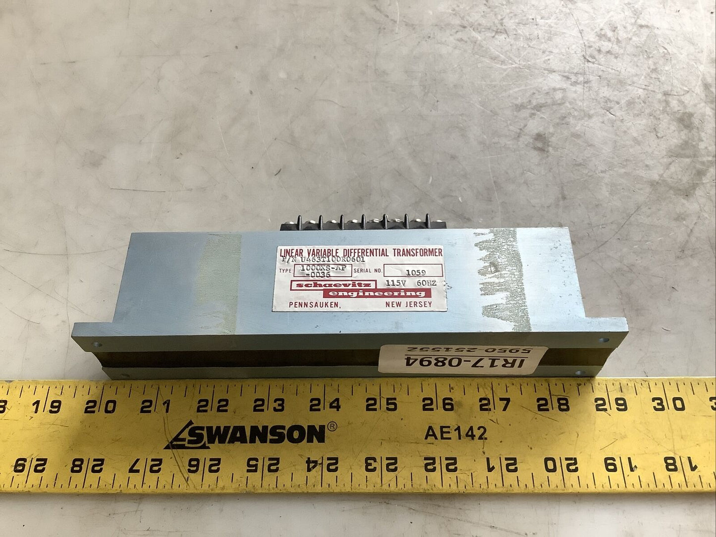 SCHAEVITZ ENGINEERING U463T100R0601 LINEAR VARIABLE DIFFERENTIAL TRANSFORMER 373