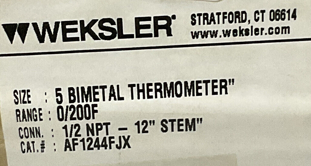 WEKSLER 0-200 5 BIMETAL THERMOMETER 373