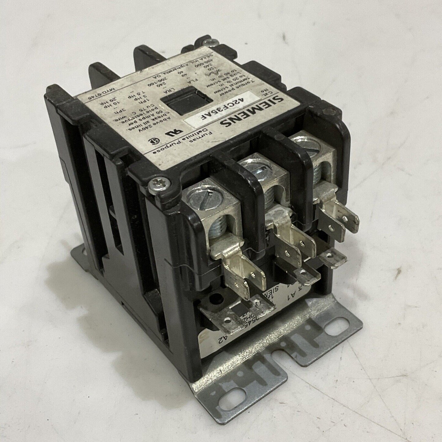 SIEMENS 42CF35AF DEFINITE PURPOSE CONTACTOR 373