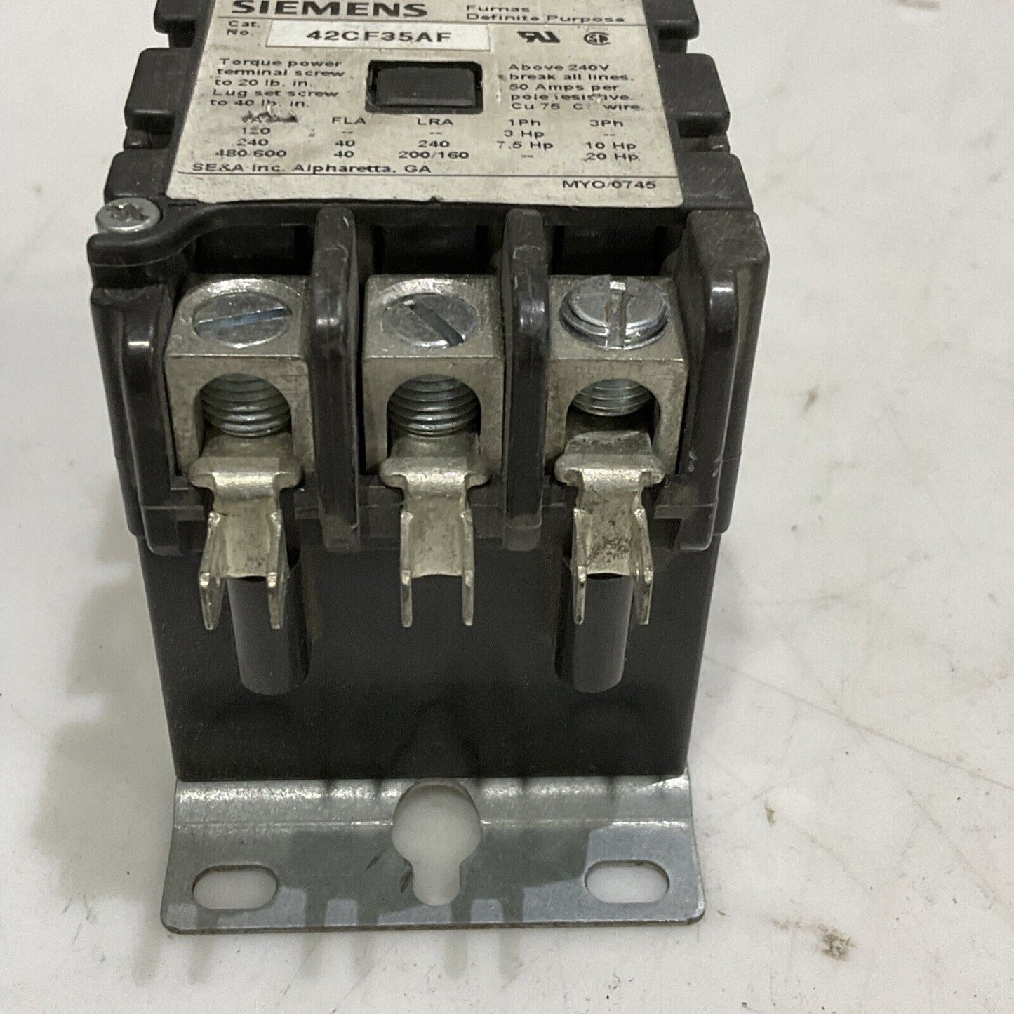 SIEMENS 42CF35AF DEFINITE PURPOSE CONTACTOR 373