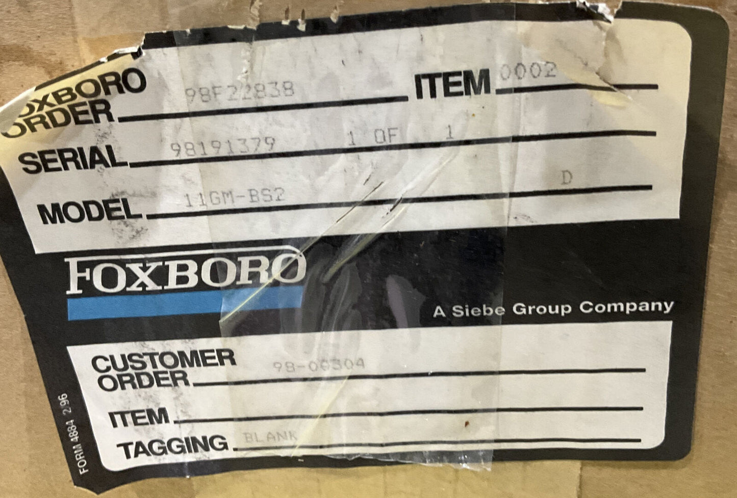 FOXBORO 11GM-BS2 PNEUMATIC TRANSMITTER 373