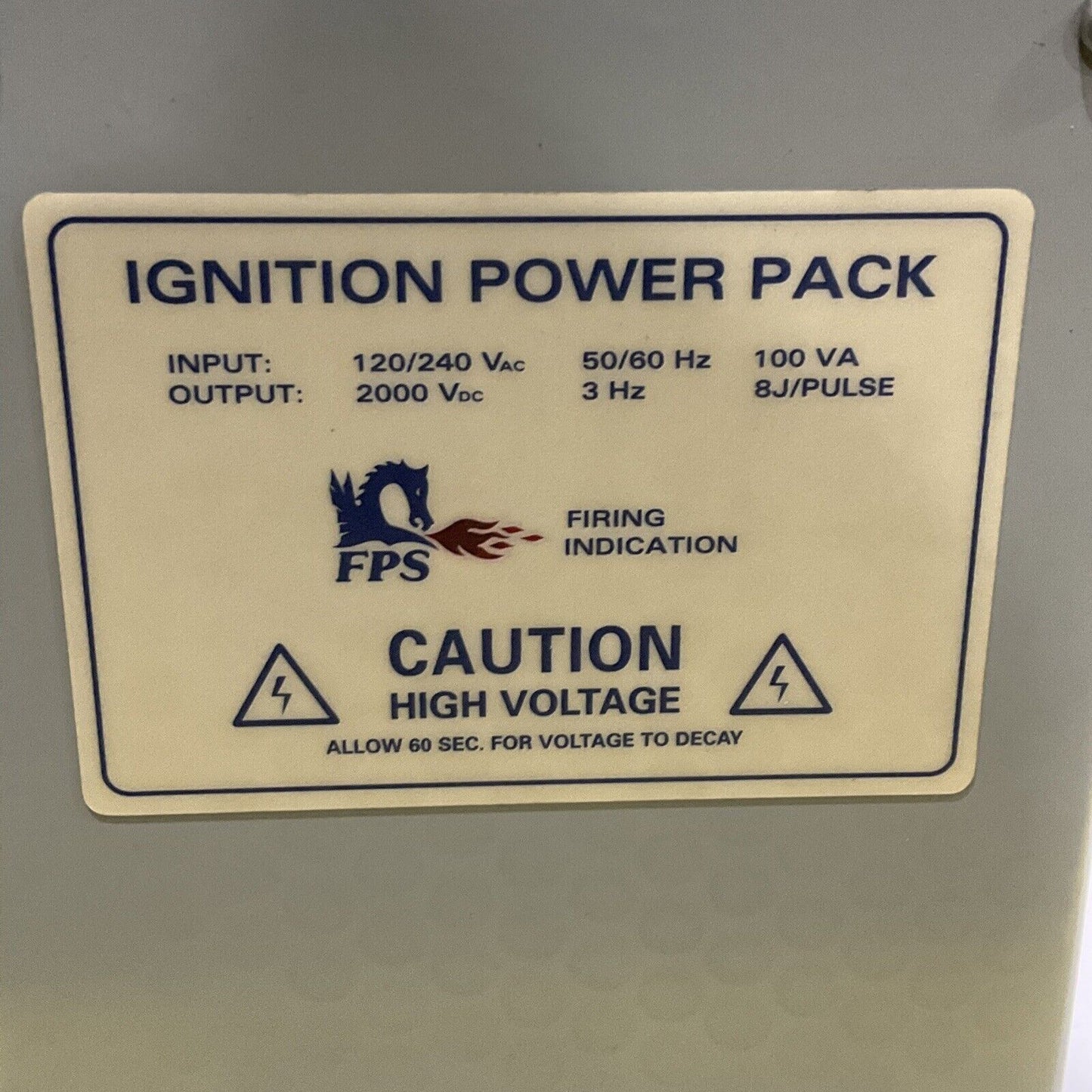 FPS FOSSIL POWER SYSTEMS 9050-1100 IGNITION POWER PACK 3HZ 100VA 120/240 VAC 373