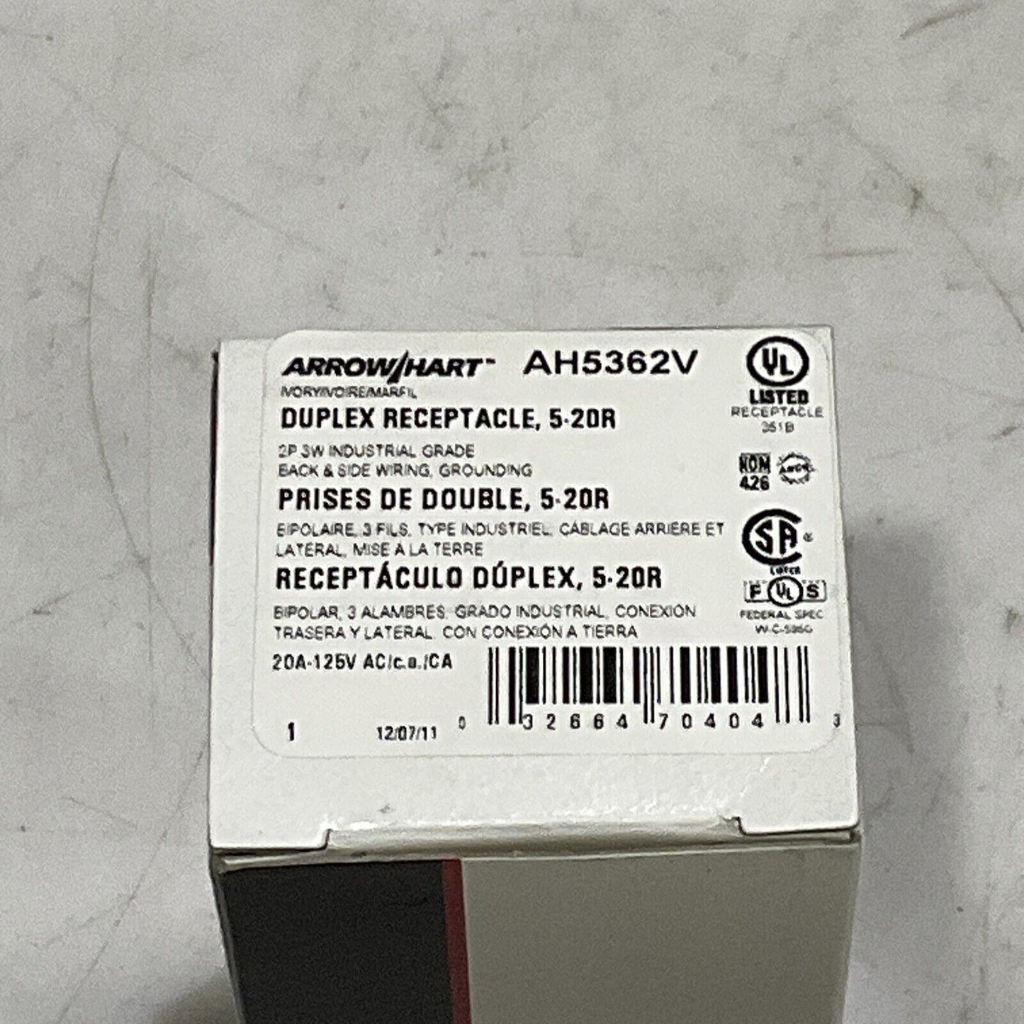 LOT OF 3 ARROWHART AH5362V RECEPTACLE ELECTRICAL 5935234723 20A IVORY 3W 373