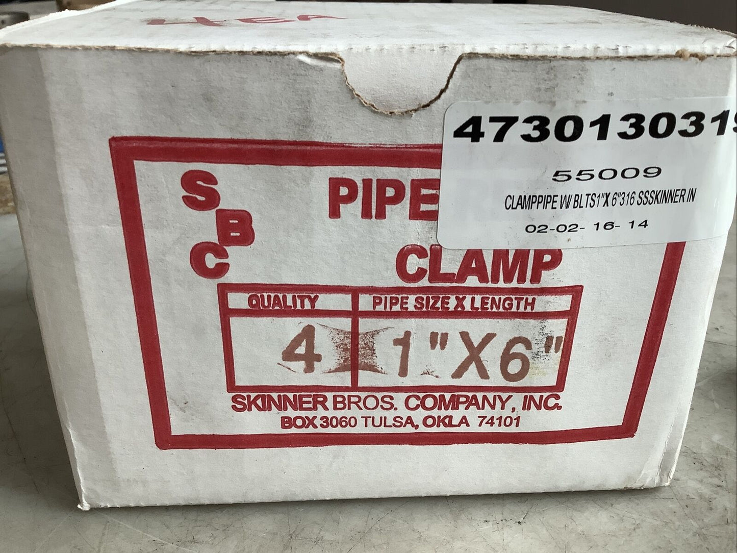 SKINNER BROS CO 1IN X 6IN PIPE CLAMP 373 - QTY 4