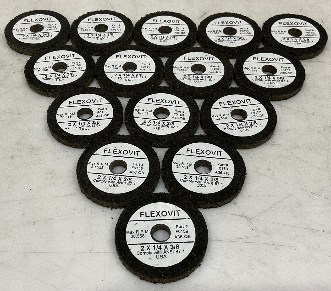 FLEXOVIT 2X1/4X3/8 A36-QB ABRASIVE CUTTING WHEEL LOT OF 15 373