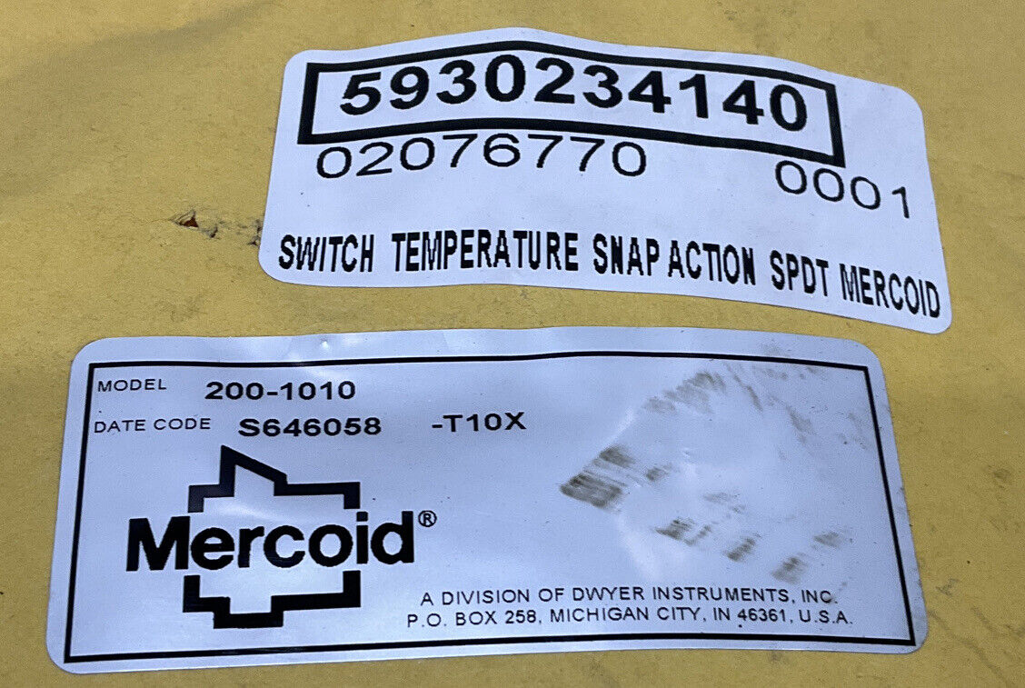 MERCOID 200-1010 SNAP ACTION TEMPERATURE SWITCH LOT OF 2 373
