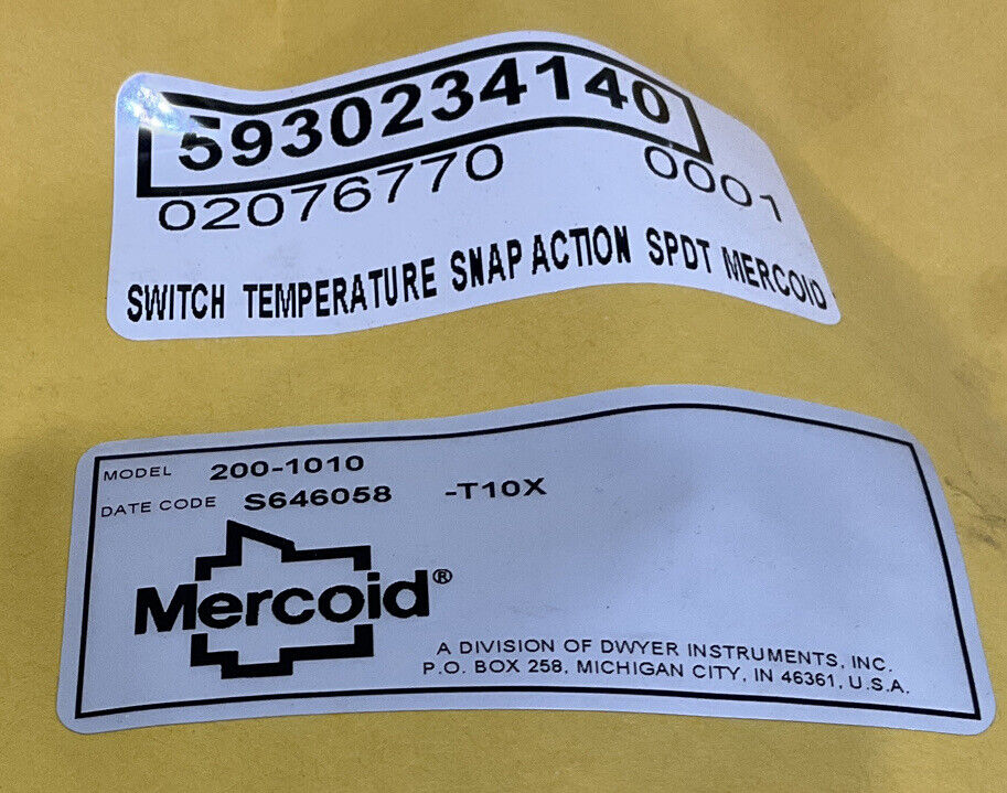 MERCOID 200-1010 SNAP ACTION TEMPERATURE SWITCH LOT OF 2 373