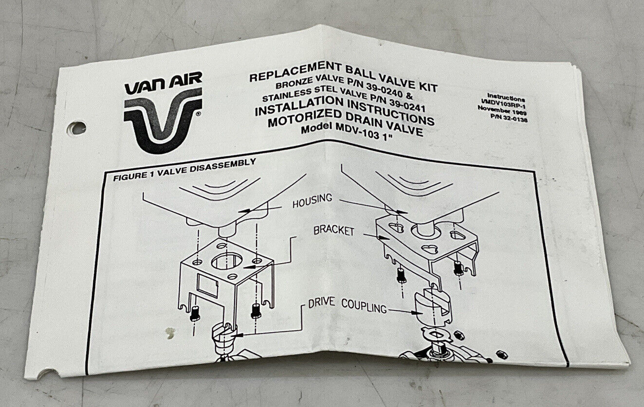 VAN AIR 390240 BALL VALVE REPLACEMENT KIT 373