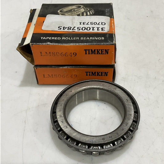 TIMKEN LM806649 SINGLE ROW TAPERED ROLLER BALL BEARING LOT OF 2 373