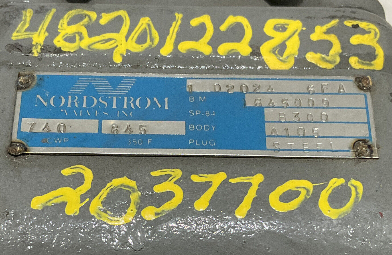 NORDSTROM VALVES 1" 645009 A105 B300 STEEL PLUG 373