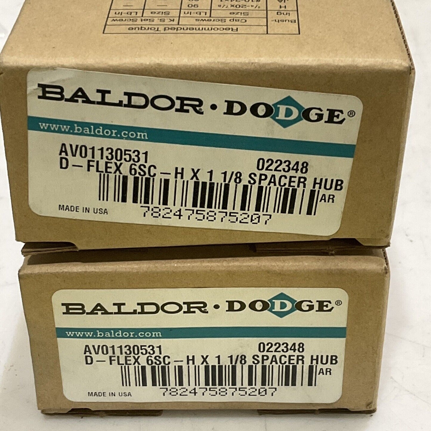 BALDOR DODGE AV01130531 022348 D-FLEX 6SC-H X 1 1/8/SPACER HUB 373