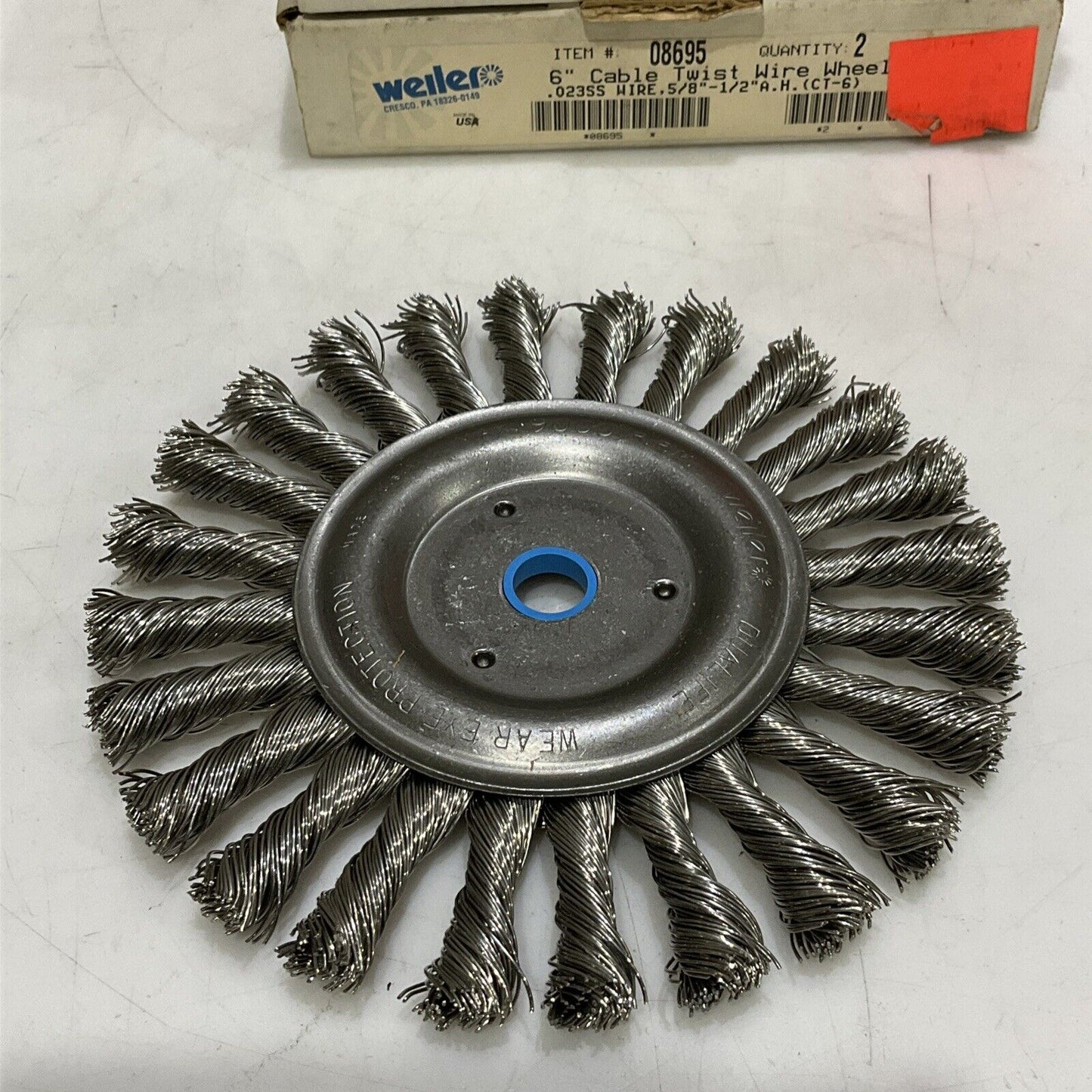 WEILER 08695 CABLE TWIST WIRE WHEEL 6” .023SS WIRE 5/8” A.H (CT-6) LOT OF 4 373