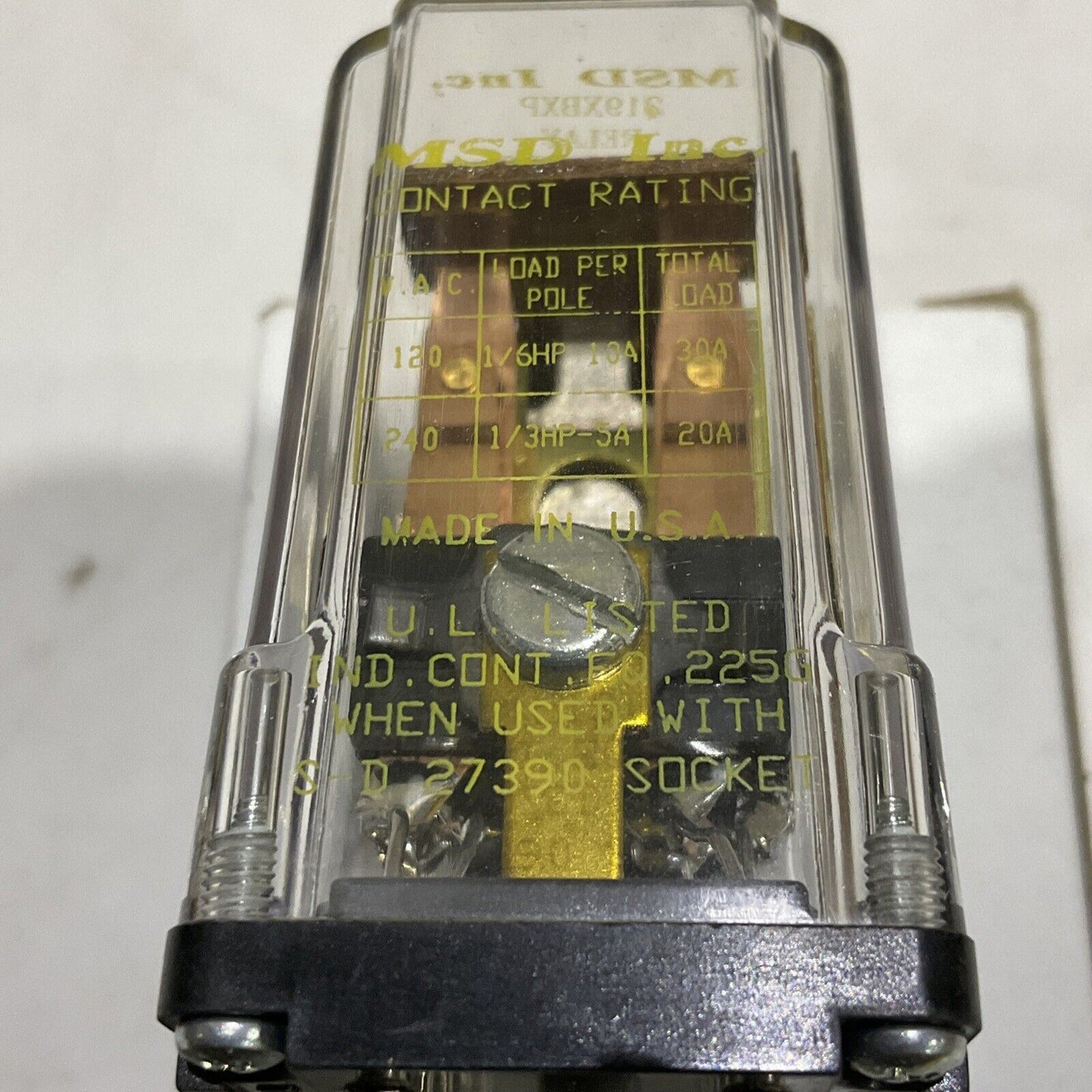 MSD INC 219XBXP RELAY 24-28 VDC 120VAC 10 AMP LOT OF 7 373