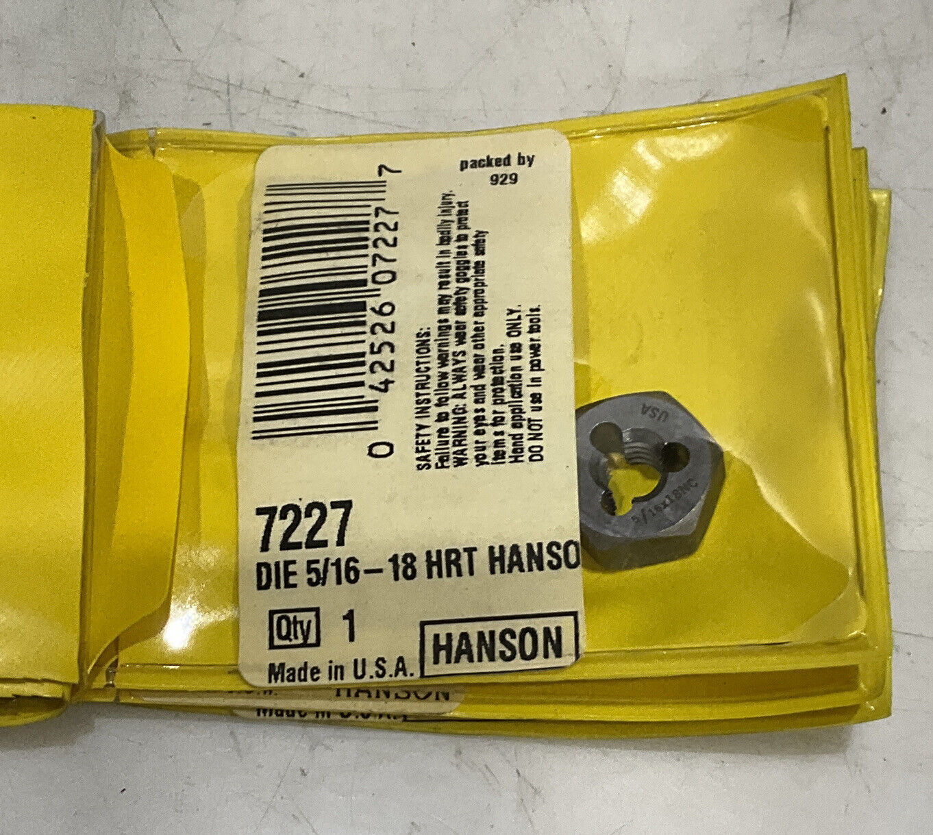 IRWIN HANSON 7227 DIE 5/16-18 HRT BOLT NUT LOT OF 5 373