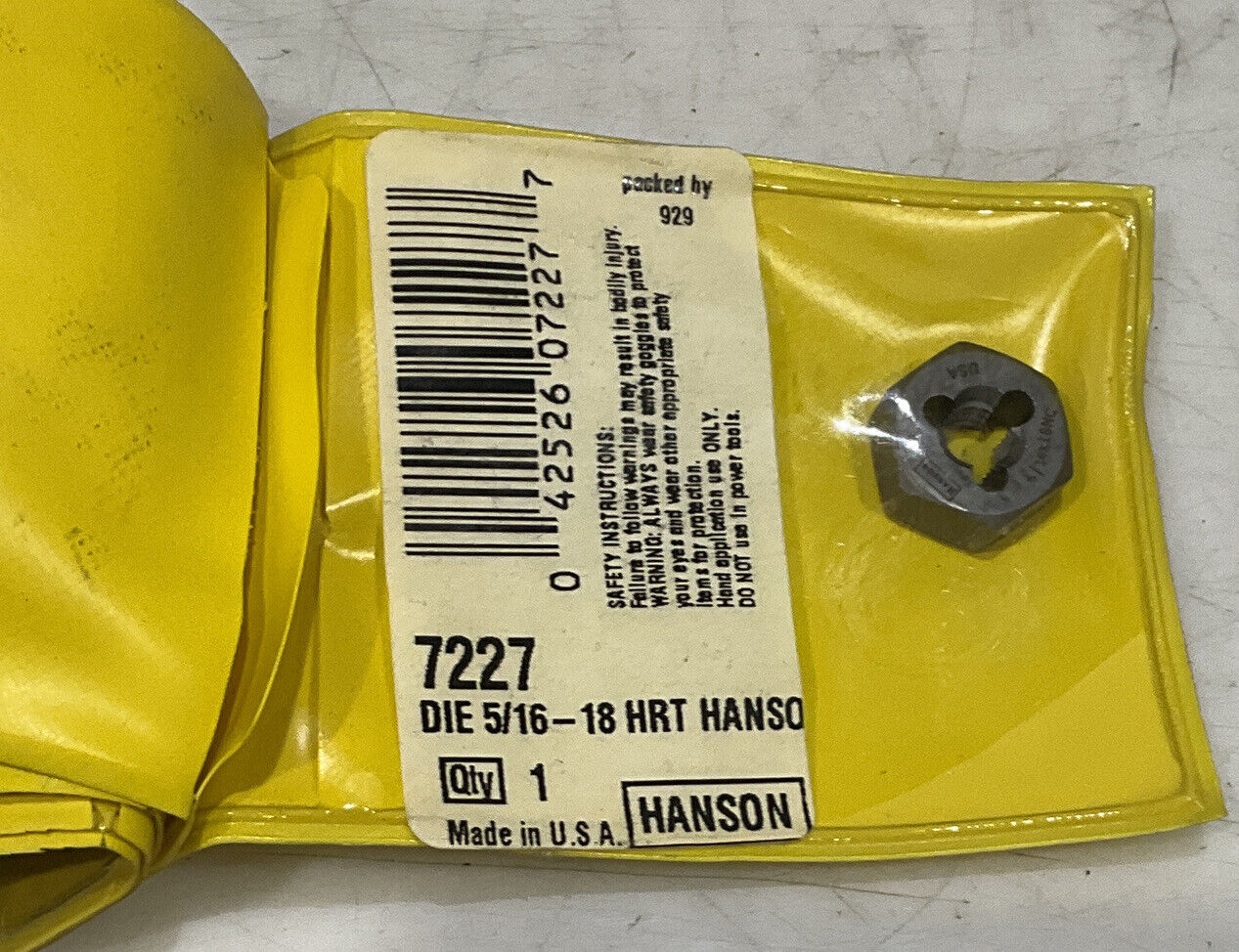 IRWIN HANSON 7227 DIE 5/16-18 HRT BOLT NUT LOT OF 5 373