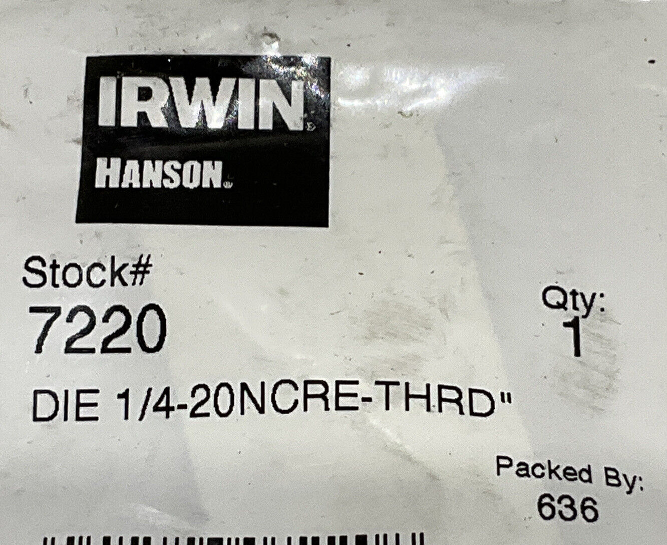 IRWIN HANSON 7220 DIE 1/4-20NCRE-THRD LOT OF 4 373