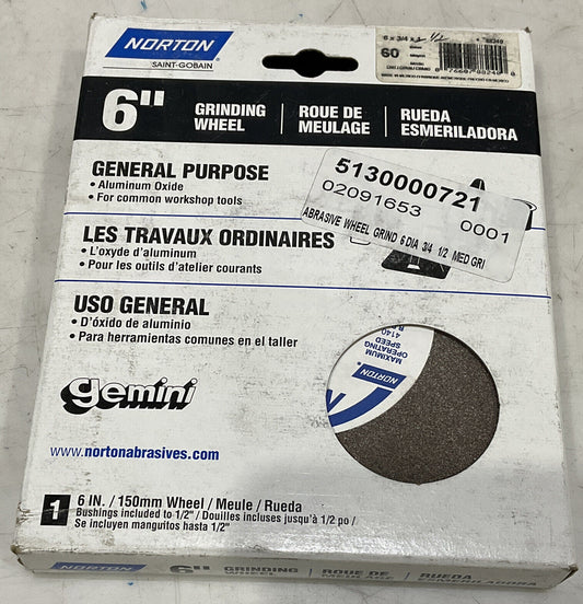 NORTON SAINT-GOBAIN 6” GRINDING WHEEL 60 GRIT 373