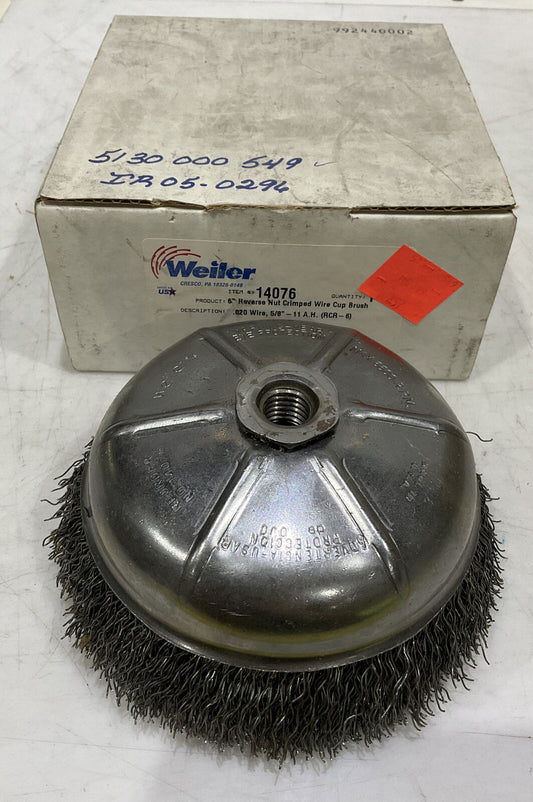 WEILER 14076 6” REVERE NUT CRIMPED WIRE CUP BRUSH 373