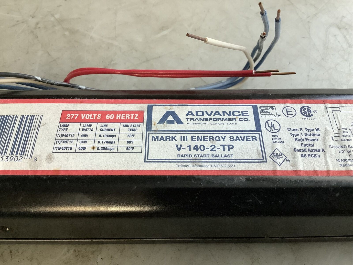 ADVANCE BALLASTS V140TP V-140-2-TP MARK III ENERGY SAVER BALLASTS 373 - LOT OF 3