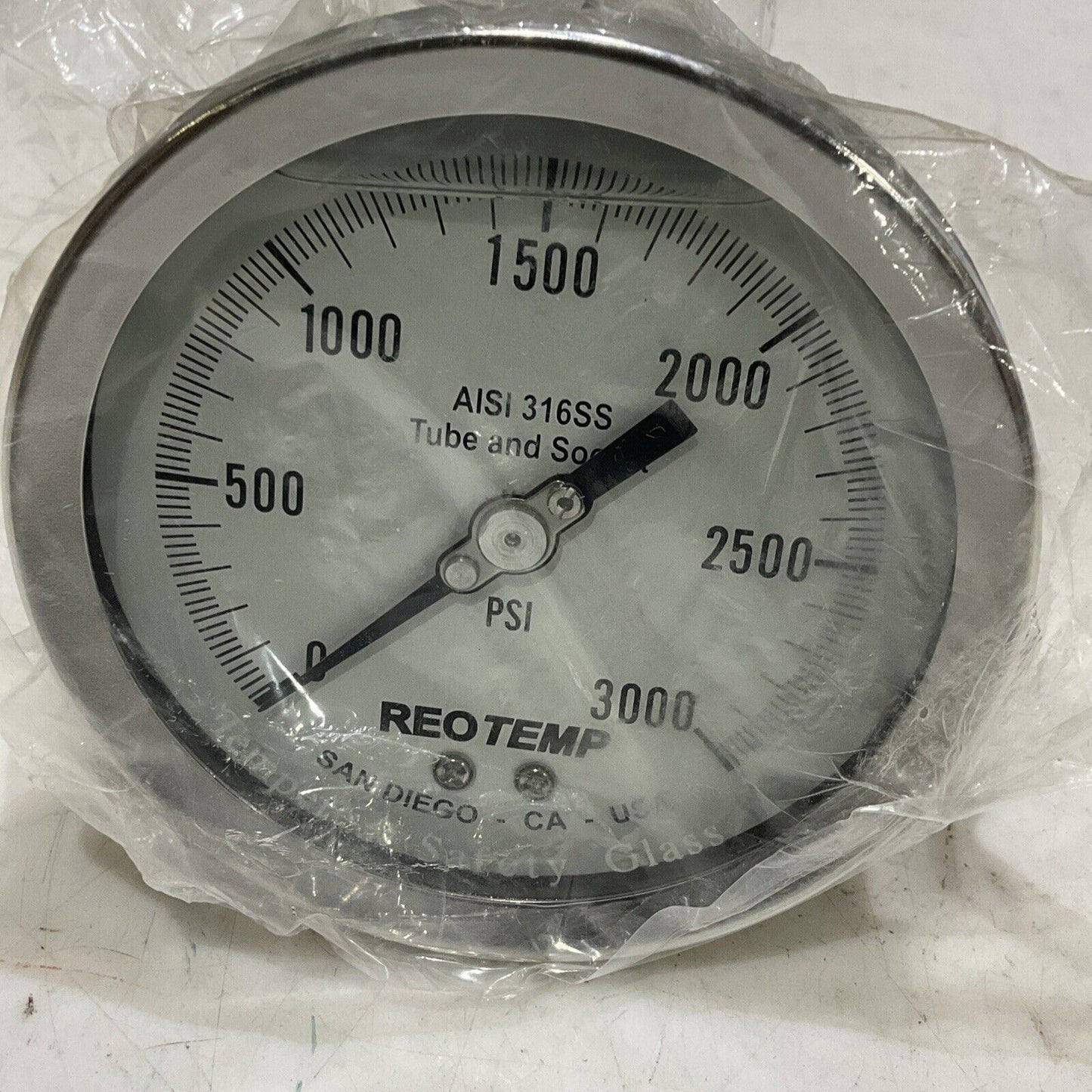 REOTEMP PR40S1D4P32GT PRESSURE GAUGE 0-3,000 PSI 1/4” NPT 4” GLYCERIN FILLED 373