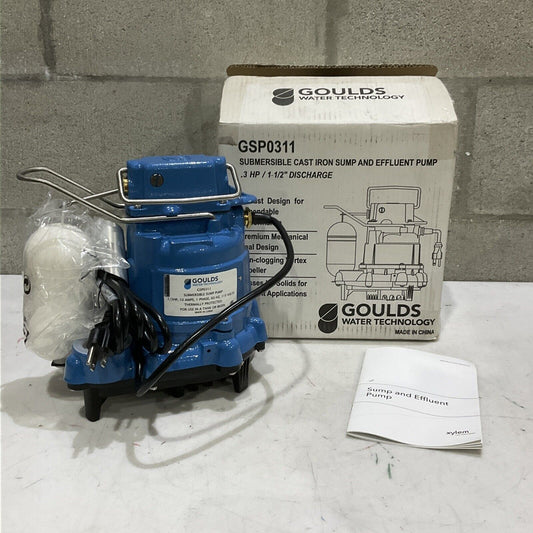 GOULDS GSP0311 SUBMERSIBLE SUMP PUMP 1/3HP 10 AMPS 1 PHASE 60HZ 115V 373