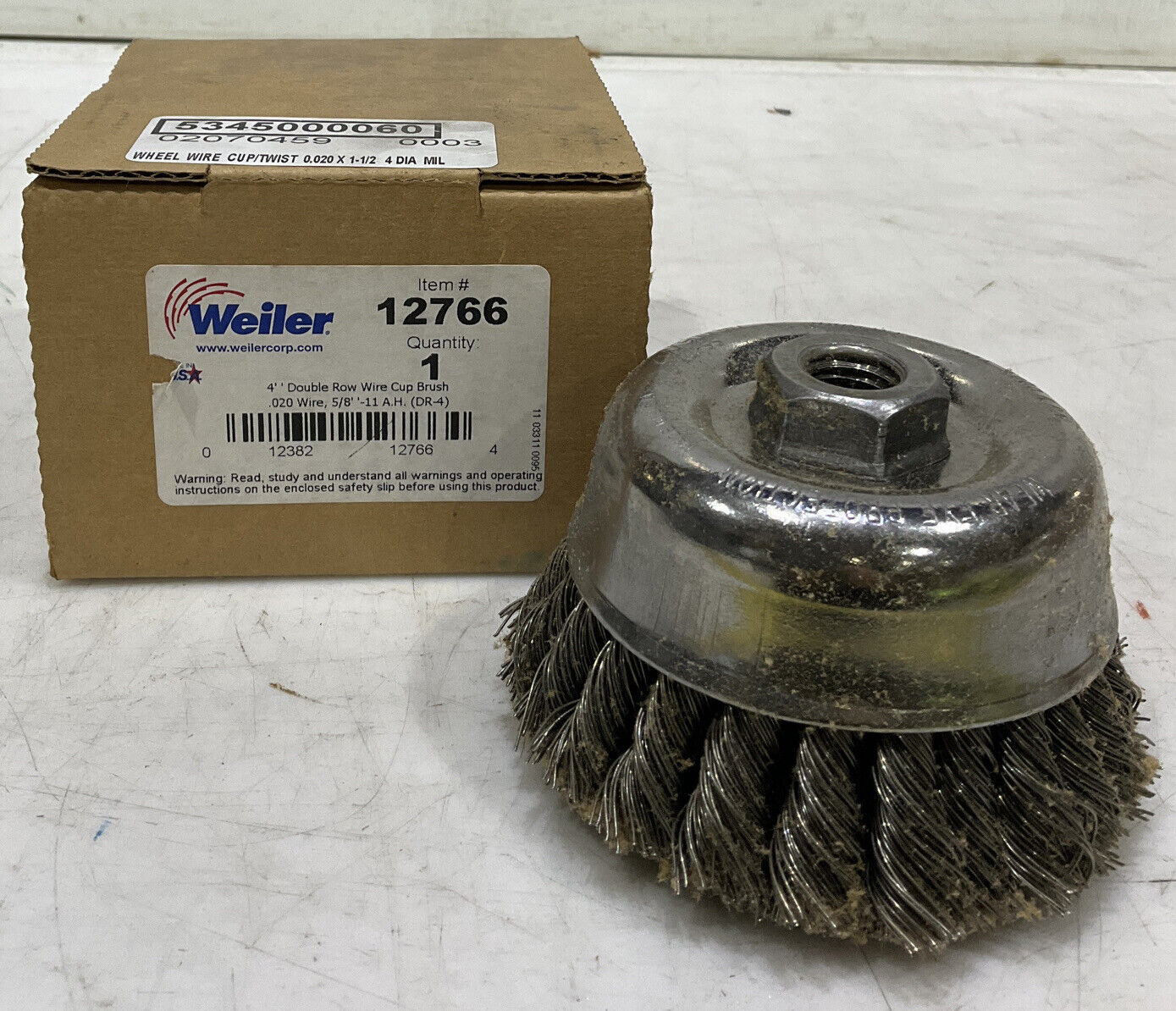 WEILER 12766 4” DOUBLE ROW WIRE CUP BRUSH 373