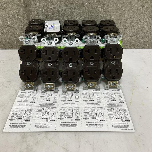 LEVITON 20A-125V RECEPTACLE DPLX 125V LOT OF 10 373