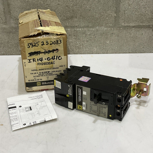 SQUARE D FH26030AC THERMAL-MAGNETIC CIRCUIT BREAKER 600V 50/60HZ 250VDC 373