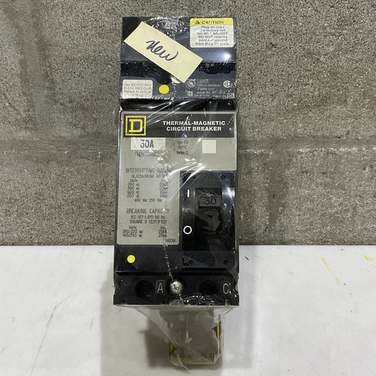 SQUARE D FH26030AC THERMAL-MAGNETIC CIRCUIT BREAKER 30A 60HZ 600VAC 250VDC 373