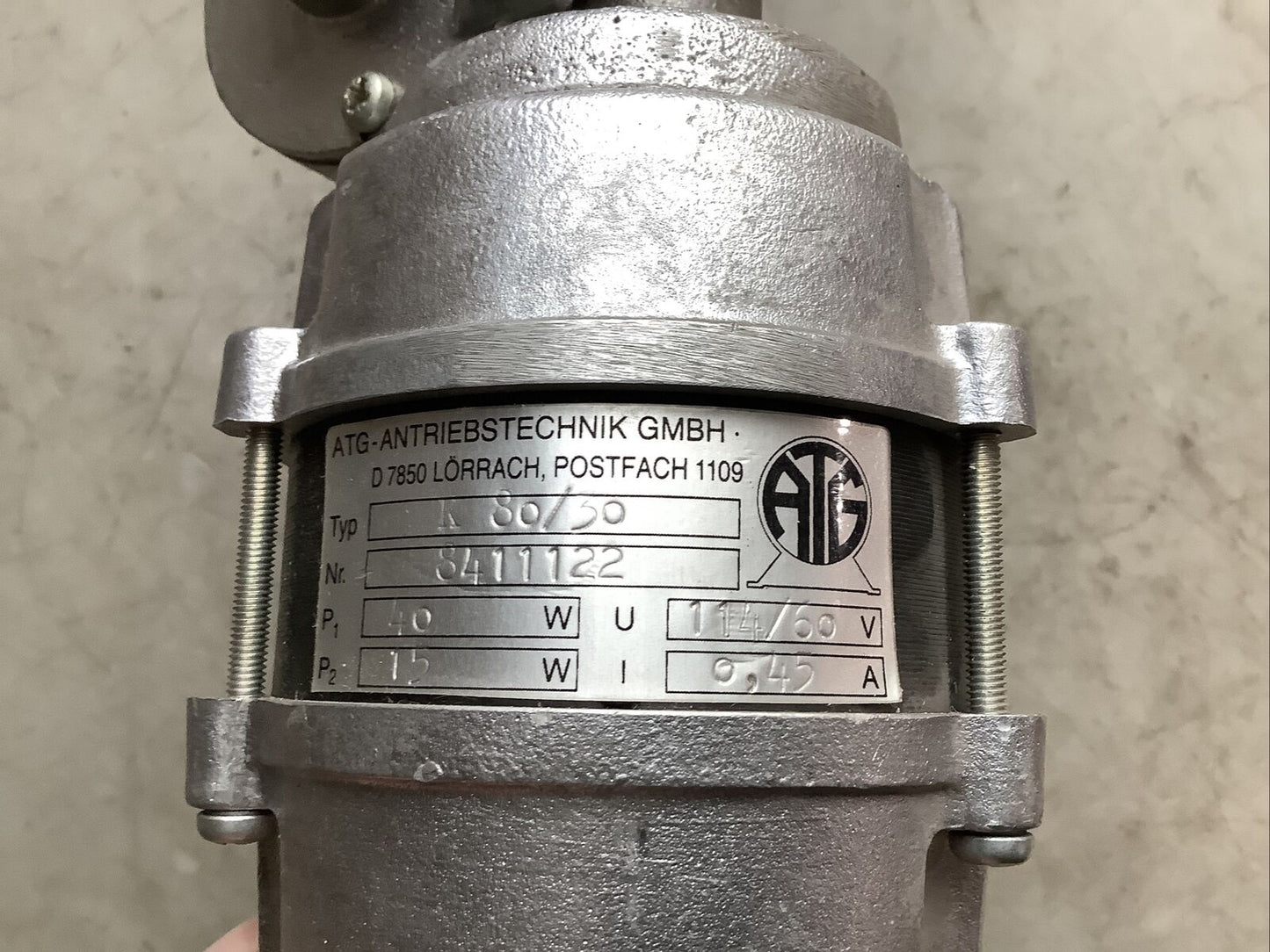 ATG ANTRIEBSTECHNIK GMBH 8411122 MOTOR K 80/30 0.45A 114/60V 373