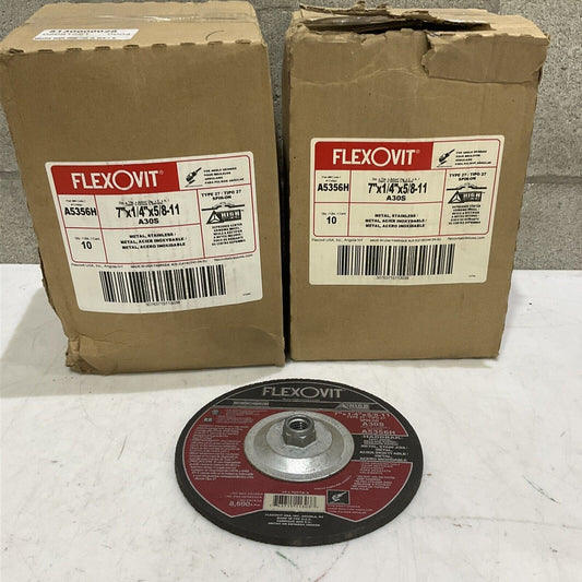 FLEXOVIT A5356H A30S ABRASIVE WHEEL GRIND 7” X 1/4” X 5/8-11 27 LOT OF 20373