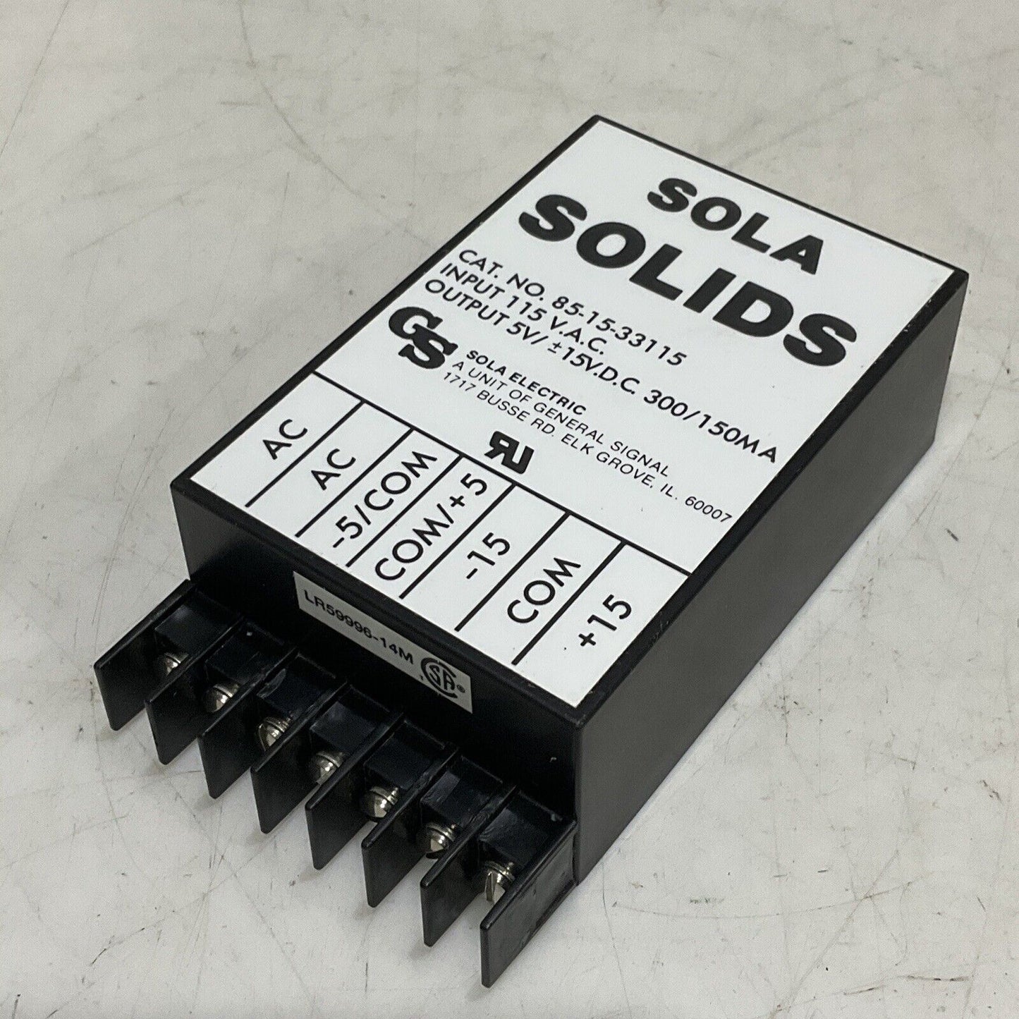 SOLA ELECTRIC HEVI-DUTY 85-15-33115 POWER SUPPLY 115 VAC 5V 373