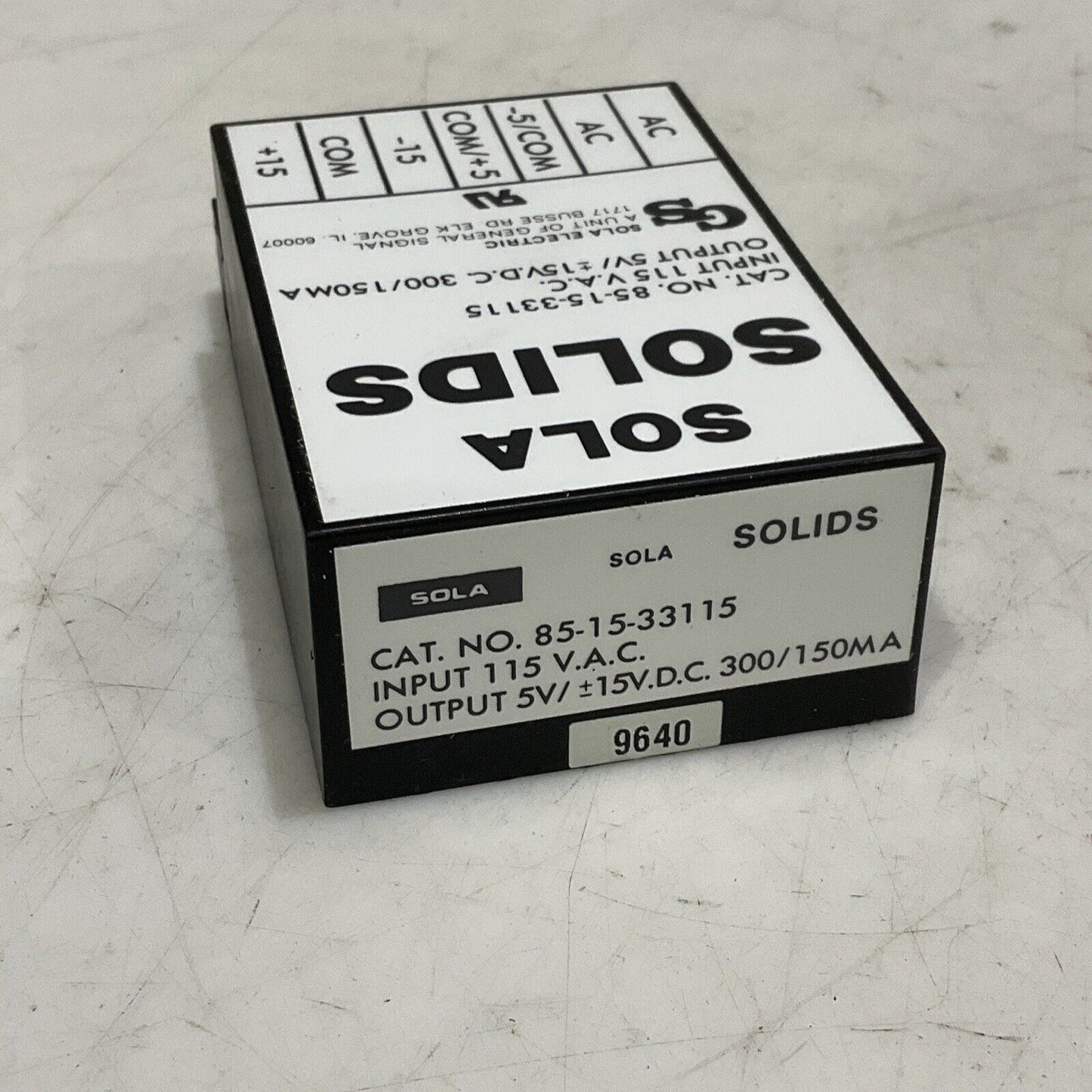 SOLA ELECTRIC HEVI-DUTY 85-15-33115 POWER SUPPLY 115 VAC 5V 373