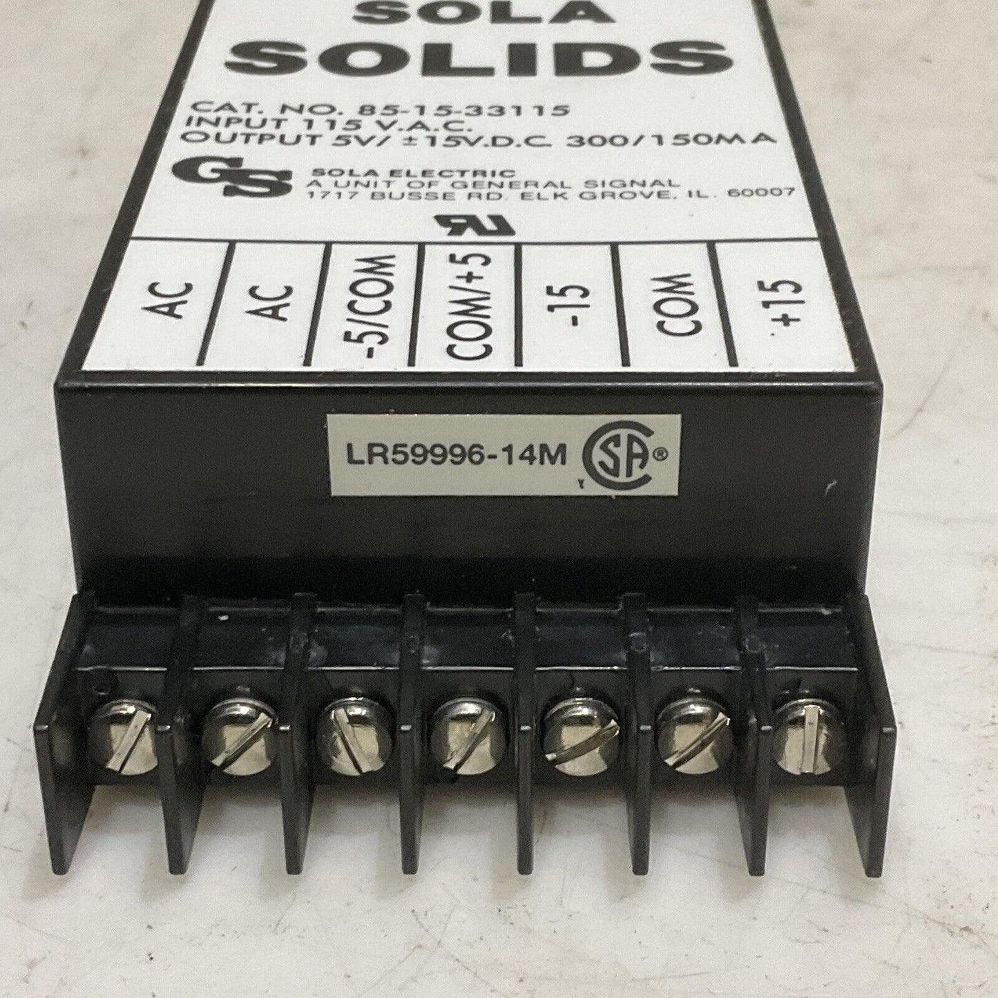 SOLA ELECTRIC HEVI-DUTY 85-15-33115 POWER SUPPLY 115 VAC 5V 373