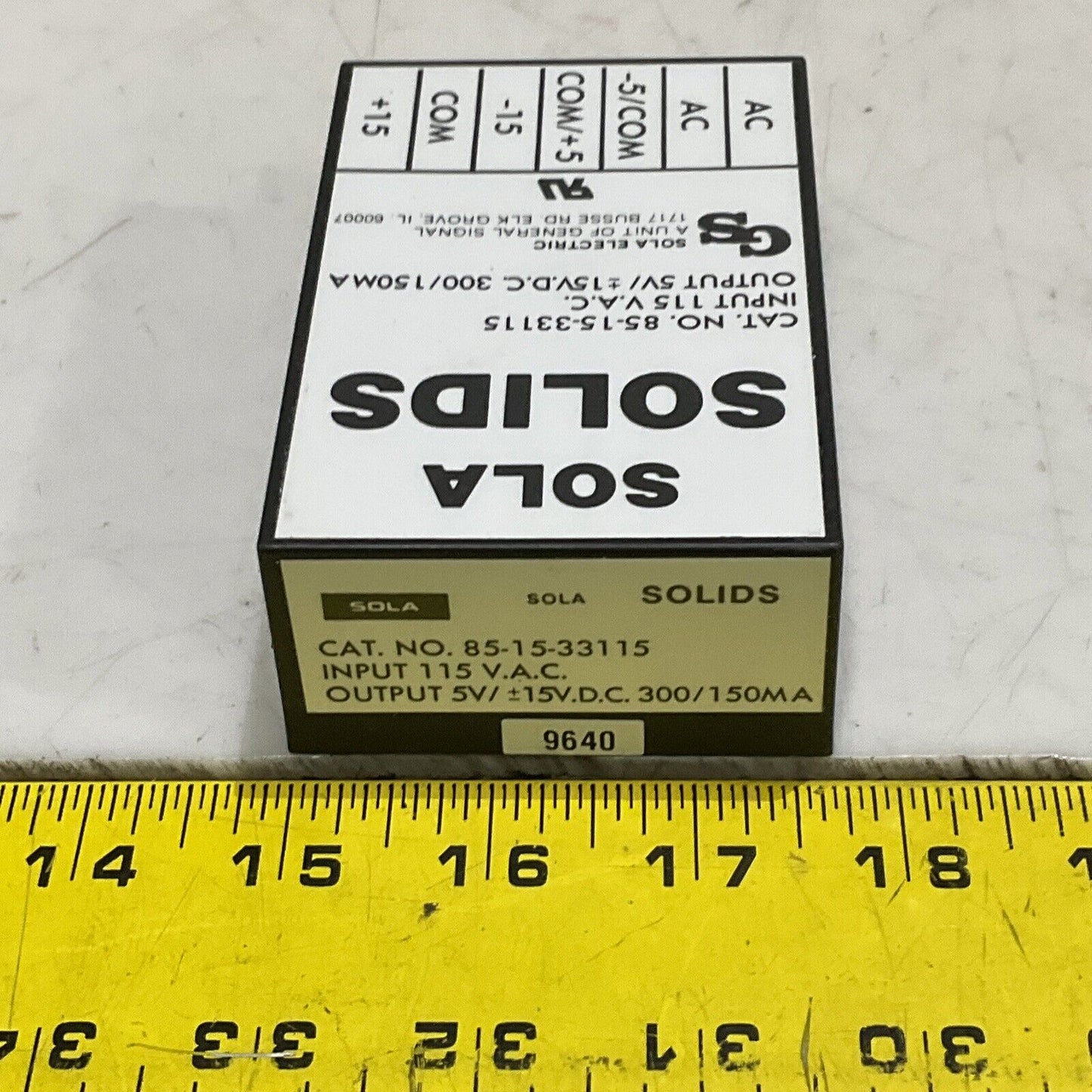 SOLA ELECTRIC HEVI-DUTY 85-15-33115 POWER SUPPLY 115 VAC 5V 373