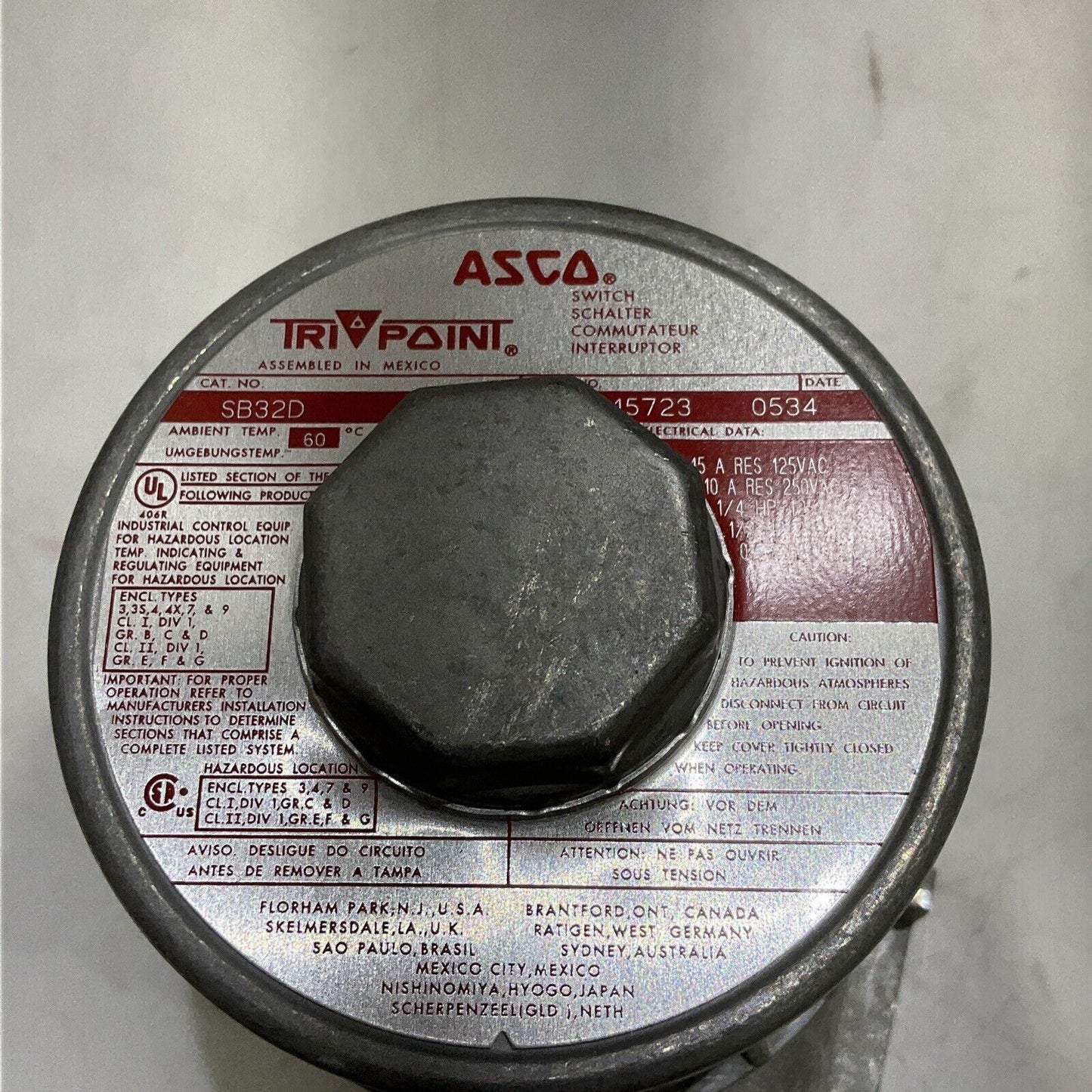 ASCO T615723 SB32D TRI-POINT EXPLOSION PROOF SWITCH FIXED 373