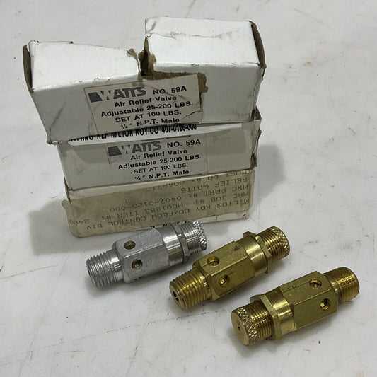 WATTS 59A AIR RELIEF VALVE 0407-0125-000 1/4” NPT MALE 25-200 LBS LOT OF 3 373