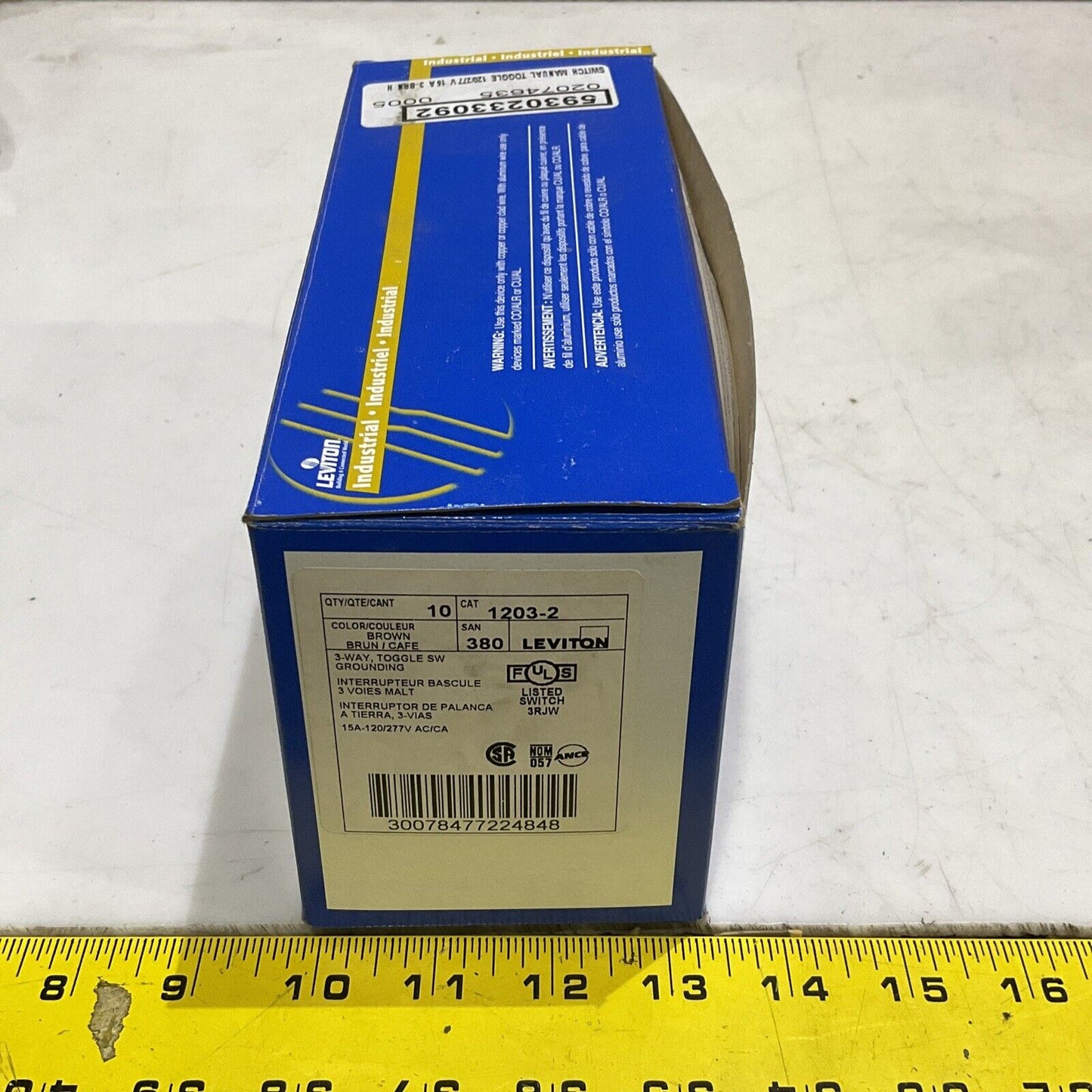 LEVITON 1203-2 1203-1 TOGGLE SWITCH GROUNDING 3-WAY 15A 120/277V LOT OF 10 373